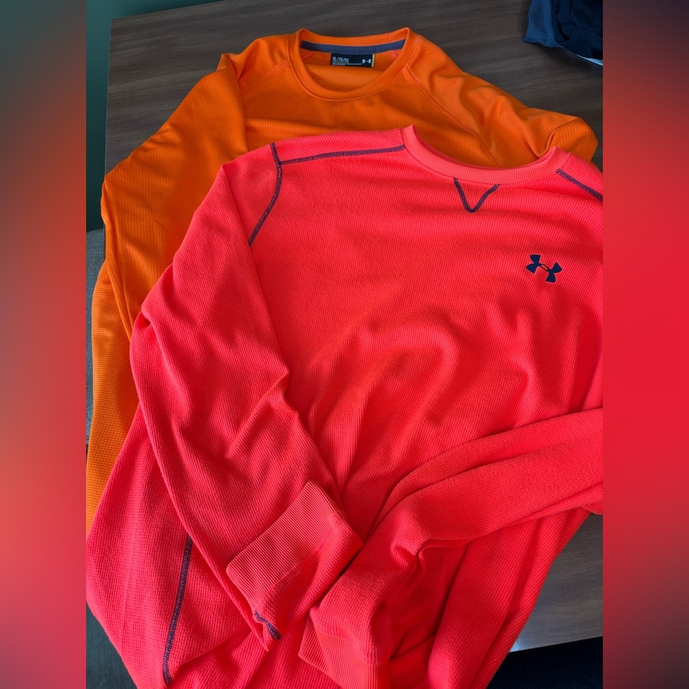 Under Armour Mens Orange Long Sleeve Shirts XL